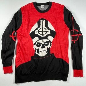 Ghost Band Papa Emeritus II Graphic Sweater Crewneck Rock Music Red Black Size L